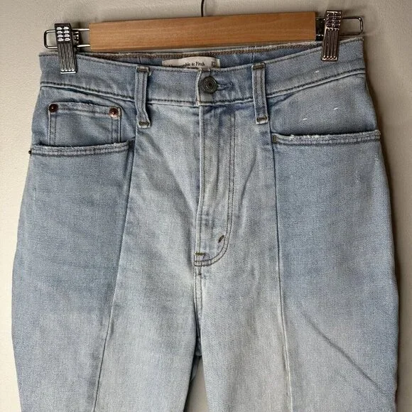 Abercrombie & Fitch Jeans Women's Blue Ankle Straight Ultra High Rise Sz 27/4R - Picture 2 of 11